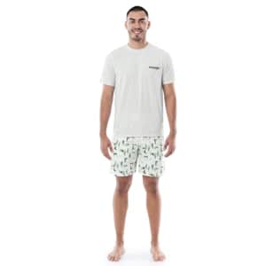 Wrangler Men's Jersey Top and Micro-Sanded Cotton Shorts Pajama Sleep Set, Cream/Cactus for $17