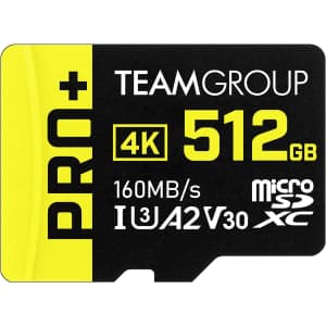 Teamgroup 512GB A2 Pro Plus UHS-I U3 A2 V30 Micro SDXC Card for $30