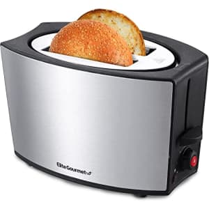 Elite Gourmet ECT2428 Extra Wide 1.25 Slot 2-Slice Toaster, Cancel, Defrost and Bagel Functions, 6 for $41