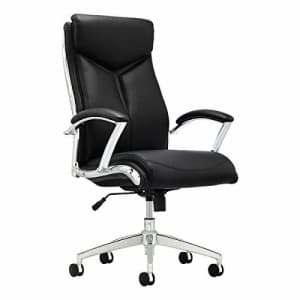 Realspace Verismo Modern Comfort Executive Bonded Leather High-Back Chair, Black/Chrome for $272
