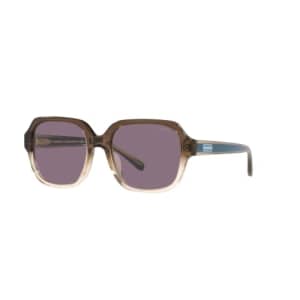 COACH Woman Sunglasses Transparent Brown Gradient Frame, Violet Solid Lenses, 53MM for $170