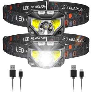 Beteray LED Rechargeable Headlamp 2-Pack for $12