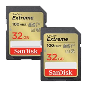SanDisk Extreme 32GB UHS-I U3 SDHC Memory Card, 2-Pack for $16