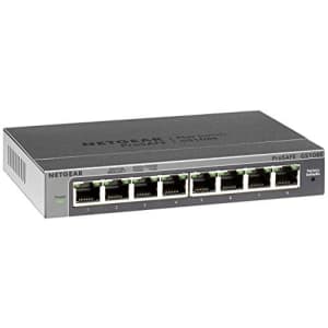 NETGEAR 8-Port Gigabit Smart Managed Plus Switch, ProSAFE Lifetime Protection (GS108Ev3) (Renewed) for $30