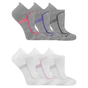 Fruit Of the Loom Women CoolZone No Show with Tab Socks (6 Pack), Grey/White Assorted, 8-12 for $12
