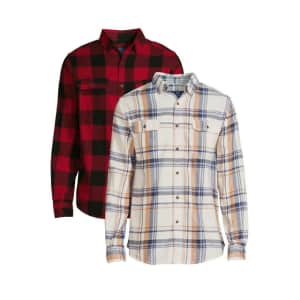 George Men's Long Sleeve Flannel Shirt 2-Pack for $15
