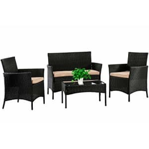 FDW Patio Furniture Set 4 Pieces Outdoor Rattan Chair Wicker Sofa Garden Conversation Bistro Sets for $142 FDW Patio Furniture Set 4 Pieces Outdoor Rattan Chair Wicker Sofa Garden Conversation Bistro Sets for $142