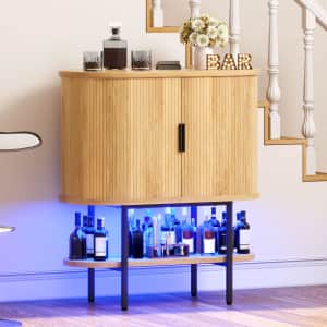 Buffet Cabinet with LED Lighting and Wine Storage for $60