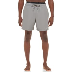 Calvin Klein Men's Standard UV Protected Quick Dry Swim Trunk, Grey, Small for $21