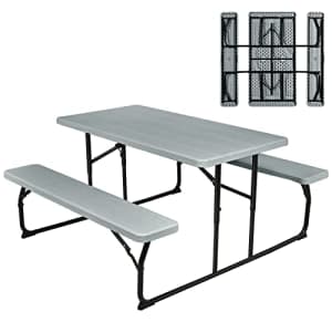 Giantex Folding Picnic Table Bench Set, Outdoor Dining Table Set, Large Camping Table for Patio for $150