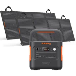 Jackery Explorer 2000 v2 2,200W Portable Power Station + 2 SolarSaga 100W Solar Panels for $1,299 Jackery Explorer 2000 v2 2,200W Portable Power Station + 2 SolarSaga 100W Solar Panels for $1,299