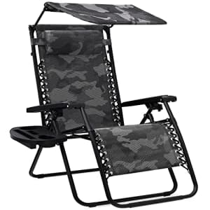 Best Choice Products Folding Zero Gravity Outdoor Recliner Patio Lounge Chair w/Adjustable Canopy for $52