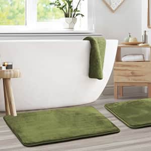 Clara Clark Memory Foam Bathrug 2 Pack Set - Sage (Green) - Bath Mat and Shower Rug Large 20" x 32" Inches, Non for $37