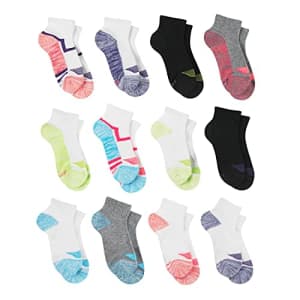 Hanes girls Cool Comfort Ankle Socks, 12-pair Pack fashion liner socks, Assorted, Medium US for $10