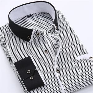 Men's Polka Dot Turndown Collar Dress Shirt for $9