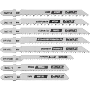 DEWALT Jigsaw Blades Set, T-Shank, 8-Piece (DW3791) for $15 DEWALT Jigsaw Blades Set, T-Shank, 8-Piece (DW3791) for $15