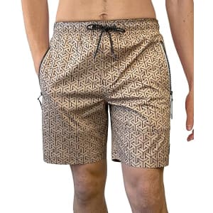 Southpole Men's Quick-Dry Water Resistant Nylon Shorts Inseam 7", Mono Sand, Large for $19