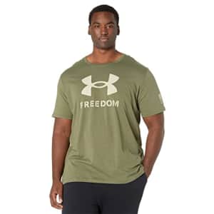 Under Armour Men's New Freedom Logo T-Shirt, Marine Od Green (390)/Desert Sand, Large for $18