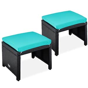 Best Choice Products Set of 2 Wicker Ottomans, Multipurpose Outdoor Furniture for Patio, Backyard, for $80