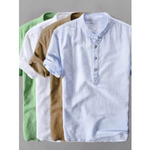 Men's Linen Casual Summer Shirt for $12