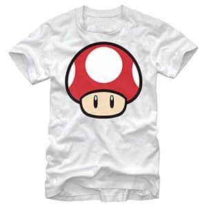 Nintendo Men's Super Mario Mushroom Power-Up T-Shirt, White, Medium for $17