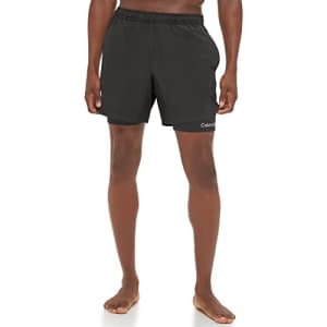 Calvin Klein Men's Standard UV Protected Quick Dry Swim Trunk, Black, X-Large for $17