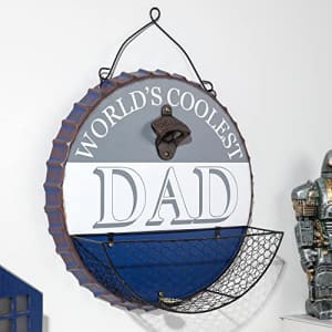 Glitzhome 13"D Father's Day Wall Decor with Cap Opener,Metal Bottle Cap Opener Wall Mounted Art for $20