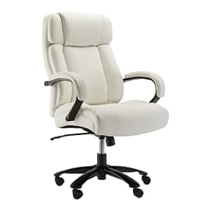 Amazon Basics Big & Tall Adjustable Executive Office Chair - 500-Pound Capacity, Cream Faux Leather for $260