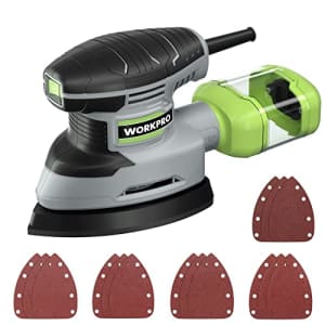 WORKPRO Detail Sander, 13,000 OPM Compact Electric Sander with Dust Collector, 1.6Amp Power Sander for $30