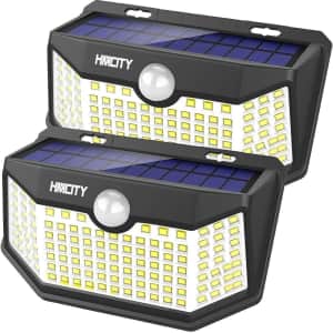 HMCity 120-LED Solar Wall Light 2-Pack for $16