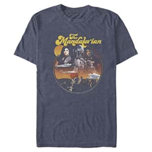 Star Wars Big & Tall Mandalorian Razor Crew Men's Tops Short Sleeve Tee Shirt, Navy Blue Heather, for $7