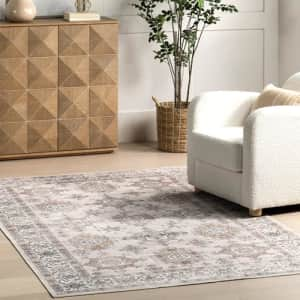 nuLOOM Finley Machine Washable Vintage Distressed Ultra Thin Accent Rug, 3' x 5', Ivory for $25