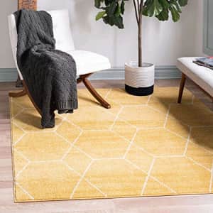 Unique Loom Trellis Frieze Collection Area Rug - Geometric (7' 10" Square, Yellow/ Ivory) for $85