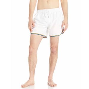 2(X)IST Men's Pride Ibiza Swim Trunk Swimwear, Rainbow/White, X-Large for $40