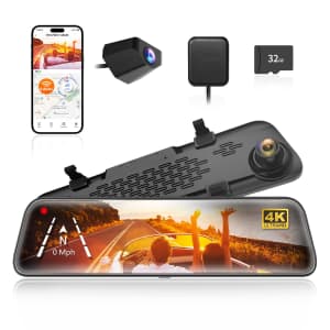 Wolfbox 12" 4K Mirror Dash Cam w/ Backup Camera for $97 w/ Prime