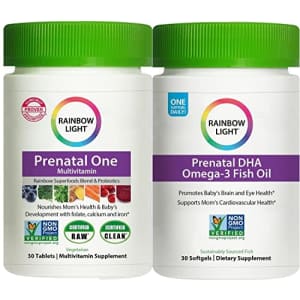 Rainbow Light Prenatal Daily Duo: Prenatal One Multivitamin & Prenatal Dhal, 30 Tablets & 30 for $49