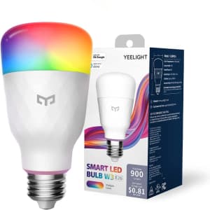 Yeelight 8W RGBW LED Smart Light Bulb for $14