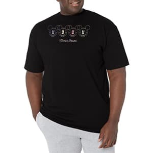 Disney Big & Tall Classic Mickey NEON Faces Men's Tops Short Sleeve Tee Shirt, Black, X-Large Tall for $19