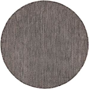 Unique Loom Outdoor Solid Collection Area Rug (3' 3" Round Light Brown/Ivory) for $20