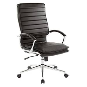 Office Star Faux Leather High Back Managers Chair with Loop Arms and Chrome Base, Black for $270
