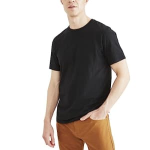 Dockers Men's Slim Fit Short Sleeve Chest Logo Crew Tee Shirt, Beautiful Black, Medium for $8