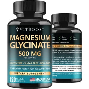VitBoost Magnesium Glycinate 500mg 120-Capsule Bottle for $8