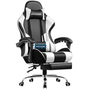 GTPLAYER Gaming Chair with Footrest and Lumbar Support for $59