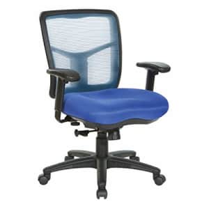 Office Star Fabric Seat and Mesh Back Manager's Chair with Adjustable Arms, Blue for $224 Office Star Fabric Seat and Mesh Back Manager's Chair with Adjustable Arms, Blue for $224