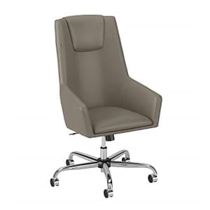 Bush Furniture Bush Business Furniture London High Back Leather Box Chair, Washed Gray for $263