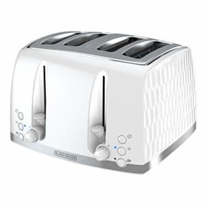 Black + Decker BLACK+DECKER Honeycomb Collection 4-Slice Toaster with Premium Textured Finish, TR1450WD, White for $45
