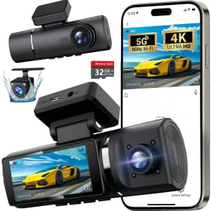 3-Channel 4K WiFi Dash Cam for $45