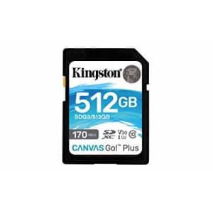 Kingston 512GB SDXC Canvas Go Plus 170MB/s Read UHS-I, C10, U3, V30 Memory Card (SDG3/512GB) for $56
