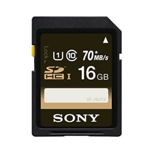 Sony 16GB Class 10 UHS-1 SDHC up to 70MB/s Memory Card (SF16UY2/TQ)[NEWEST VERSION] for $15