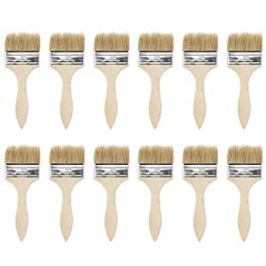 uxcell 12Pcs 3 Inch Paint Brush Natural Bristle Flat Edge with Wood Handle Wall Treatment Tool for for $15